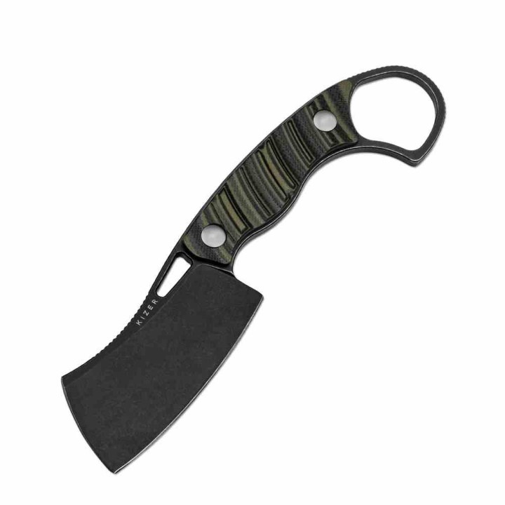 Couteau Kizer Little Rhino Cleaver Lame Black Acier D2 Manche G10 Noir/Vert Etui Kydex KI1065A3 - Livraison Gratuite