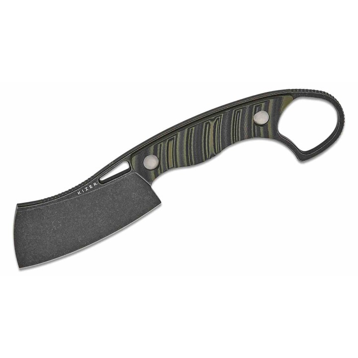 Couteau Kizer Little Rhino Cleaver Lame Black Acier D2 Manche G10 Noir/Vert Etui Kydex KI1065A3 - Livraison Gratuite