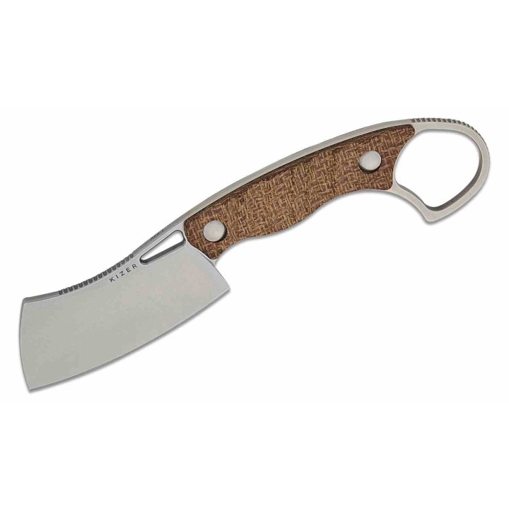 Couteau Kizer Little Rhino Cleaver Lame Black Acier AEB-L Manche Burlap Micarta Etui Kydex KI1065A4 - Livraison Gratuite