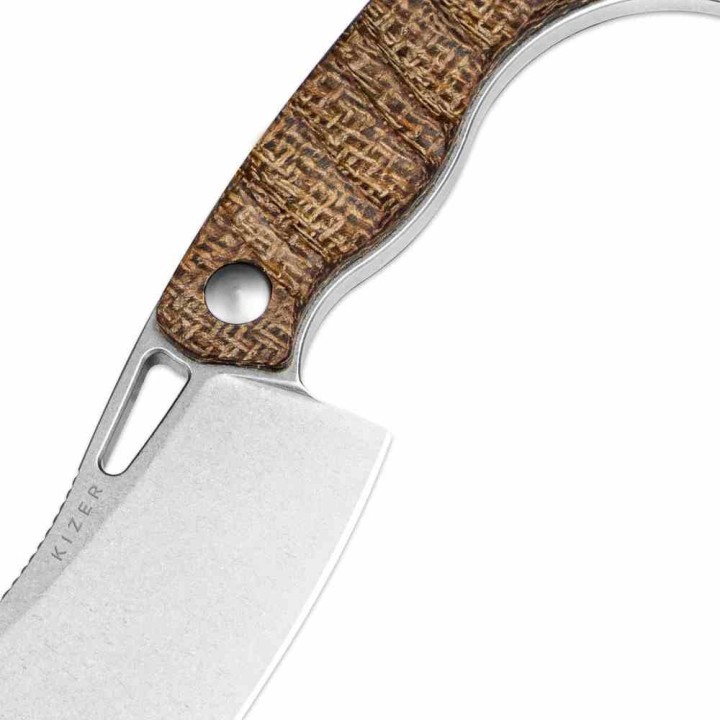 Couteau Kizer Little Rhino Cleaver Lame Black Acier AEB-L Manche Burlap Micarta Etui Kydex KI1065A4 - Livraison Gratuite