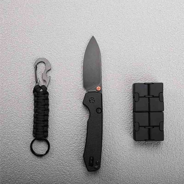 Couteau Vosteed Raccoon Lame Acier 14C28N Manche Micarta Noir TLL KIVT Clip VOSA2902 - Livraison Gratuite