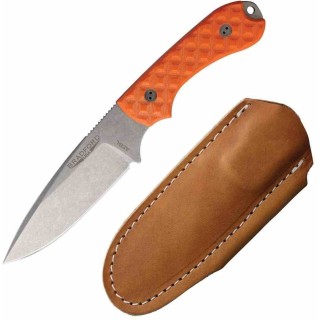 Couteau Bradford Knives Guardian 3.2 Lame Acier AEB-L Manche G10 Orange Etui Cuir Made USA BRAD32FE005A - Livraison Gratuite