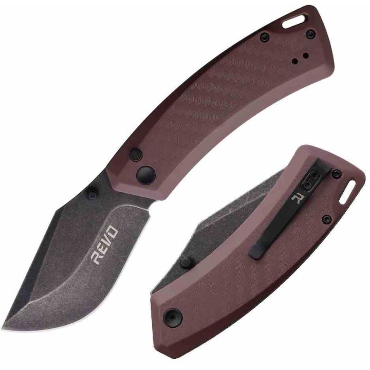 Couteau Revo Canyon Lame Acier 4Cr13MoV Manche FRN Prune Button Lock REVCNYPLM - Livraison Gratuite