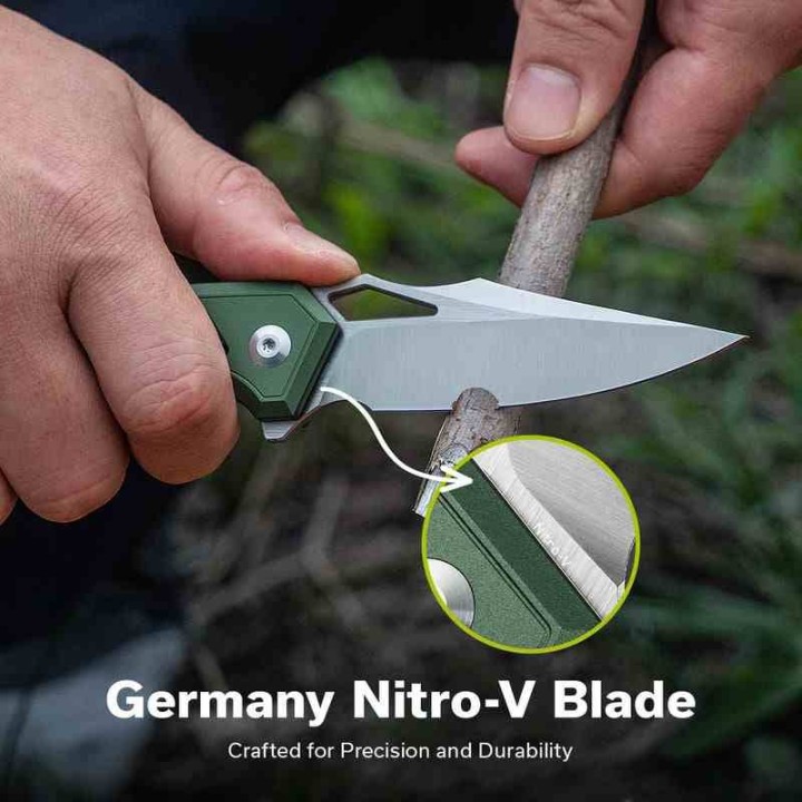 Couteau Pliant Civivi Anaaki Green Button Lock Lame Acier Nitro-V Manche Aluminium KIVT CIVC240393 - Livraison Gratuite