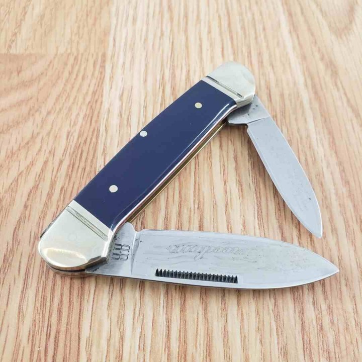 Couteau Rough Ryder Patriot Canoe Lames Spear Point/Pen Acier 440A Manche Polymère Bleu RR2029 - Livraison Gratuite