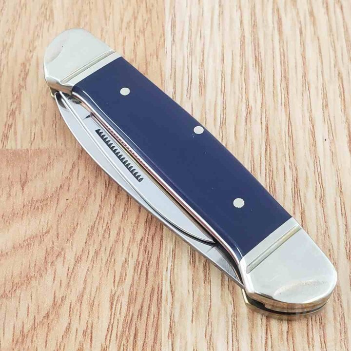 Couteau Rough Ryder Patriot Canoe Lames Spear Point/Pen Acier 440A Manche Polymère Bleu RR2029 - Livraison Gratuite