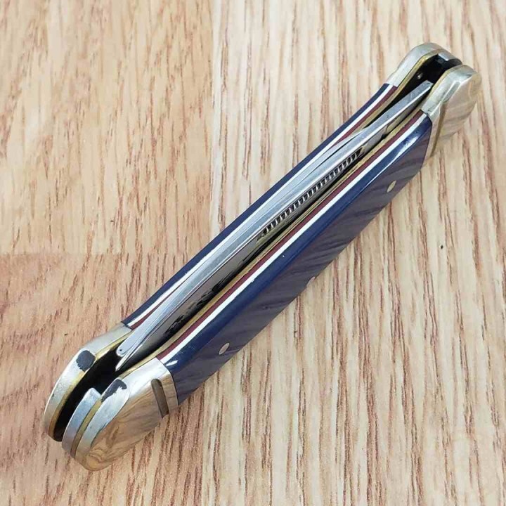 Couteau Rough Ryder Patriot Canoe Lames Spear Point/Pen Acier 440A Manche Polymère Bleu RR2029 - Livraison Gratuite