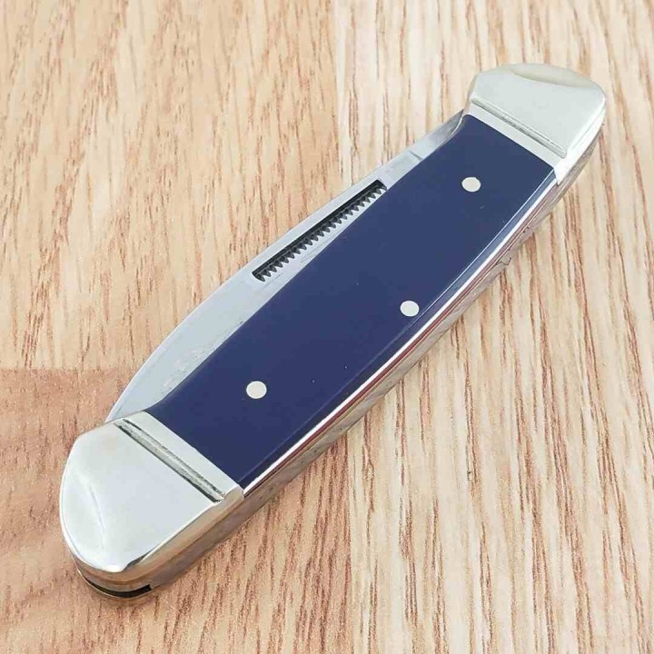 Couteau Rough Ryder Patriot Canoe Lames Spear Point/Pen Acier 440A Manche Polymère Bleu RR2029 - Livraison Gratuite