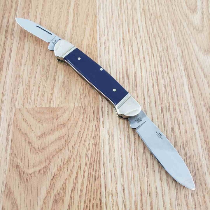 Couteau Rough Ryder Patriot Canoe Lames Spear Point/Pen Acier 440A Manche Polymère Bleu RR2029 - Livraison Gratuite