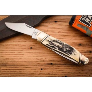 Couteau Rough Ryder Large Swayback Whittler Lames Acier 440 Manche Os Cerfé Slip Joint RR2575 - Livraison Gratuite