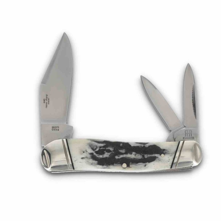 Couteau Rough Ryder Large Swayback Whittler Lames Acier 440 Manche Os Cerfé Slip Joint RR2575 - Livraison Gratuite