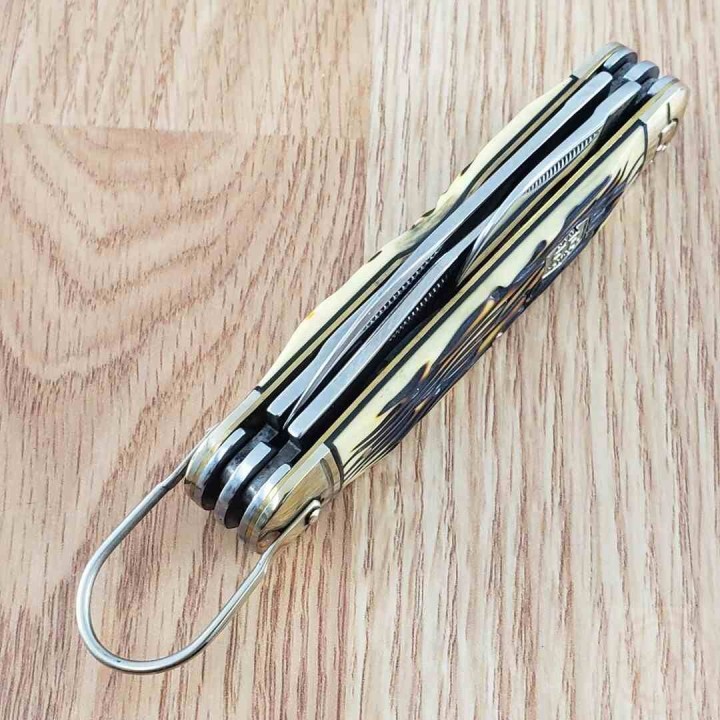 Couteau Multi-Fonctions Rough Ryder Scout Cran Forcé Lame Acier 440A Outils Manche Delrin/Cerf RR2371 - Livraison Gratuite