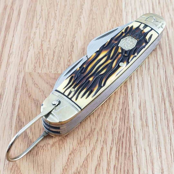 Couteau Multi-Fonctions Rough Ryder Scout Cran Forcé Lame Acier 440A Outils Manche Delrin/Cerf RR2371 - Livraison Gratuite