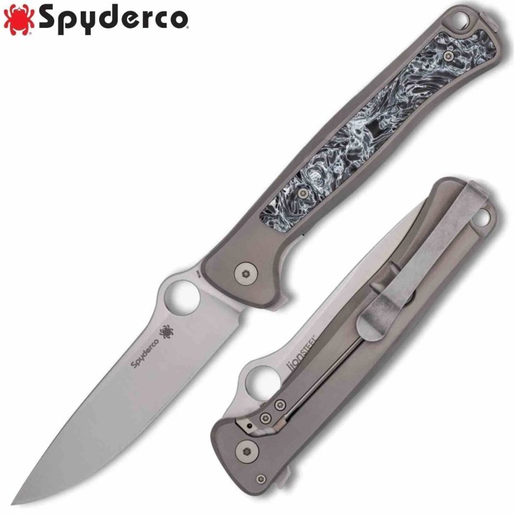 Couteau Spyderco Slym RIL Lame Acier M390 Manche Titane & FatCarbon Dark Matter Framelock Italy SC271TIP - Livraison Gratuite