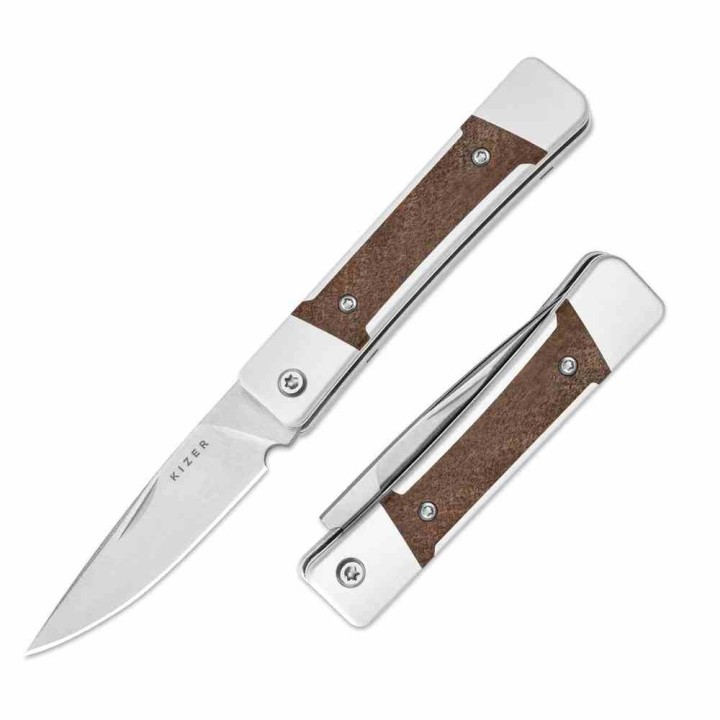 Couteau Kizer Little Grand Lame Acier Nitro-V Manche Alu/Mkuruti Slip Joint KIV2670A1 - Livraison Gratuite