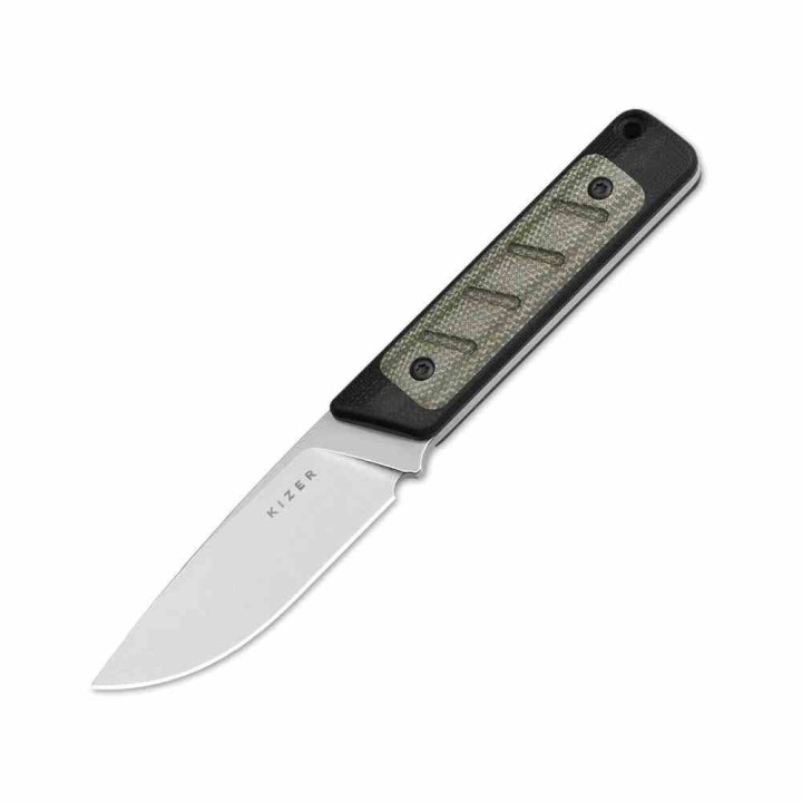 Couteau Kizer Smolt Lame Acier 14C28N Manche G10 Noir et Micarta Green Etui Kydex KI1063A6 - Livraison Gratuite