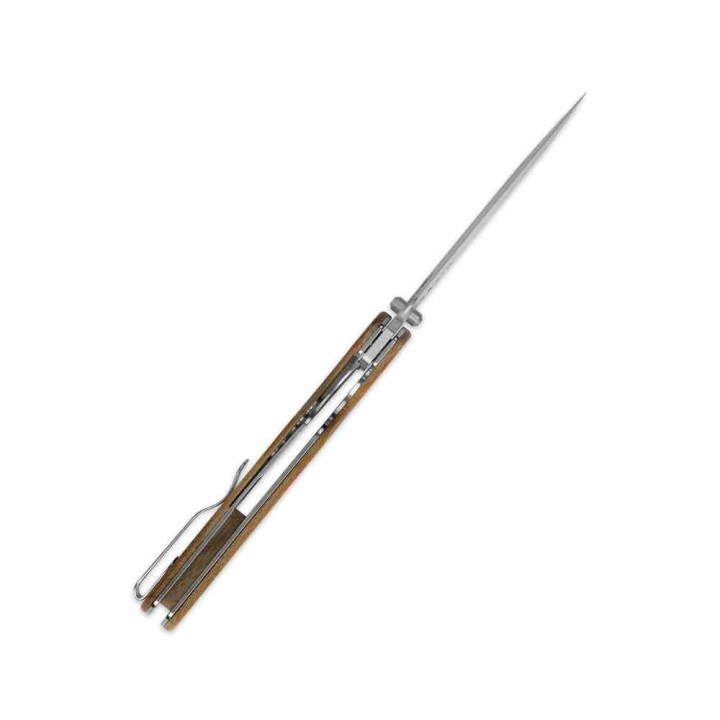 Couteau Kizer Retro Lame Acier Nitro-V Manche Micarta Marron et Laiton KIVT Linerlock Clip KIV4726A1 - Livraison Gratuite