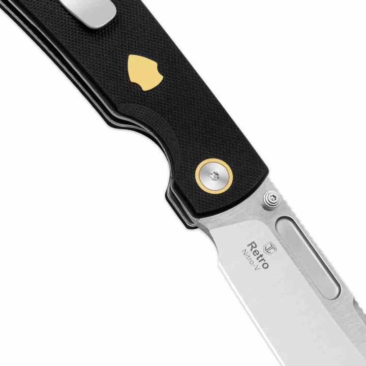 Couteau Kizer Retro Lame Acier Nitro-V Manche G10 Black et Laiton KIVT Linerlock Clip KIV4726A2 - Livraison Gratuite