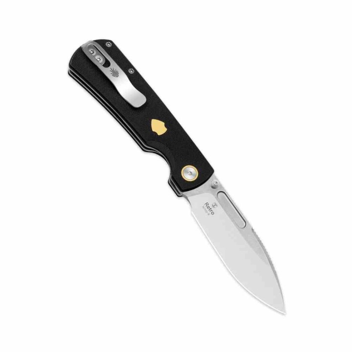 Couteau Kizer Retro Lame Acier Nitro-V Manche G10 Black et Laiton KIVT Linerlock Clip KIV4726A2 - Livraison Gratuite