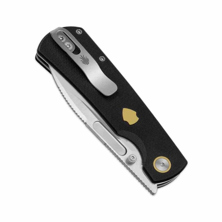 Couteau Kizer Retro Lame Acier Nitro-V Manche G10 Black et Laiton KIVT Linerlock Clip KIV4726A2 - Livraison Gratuite