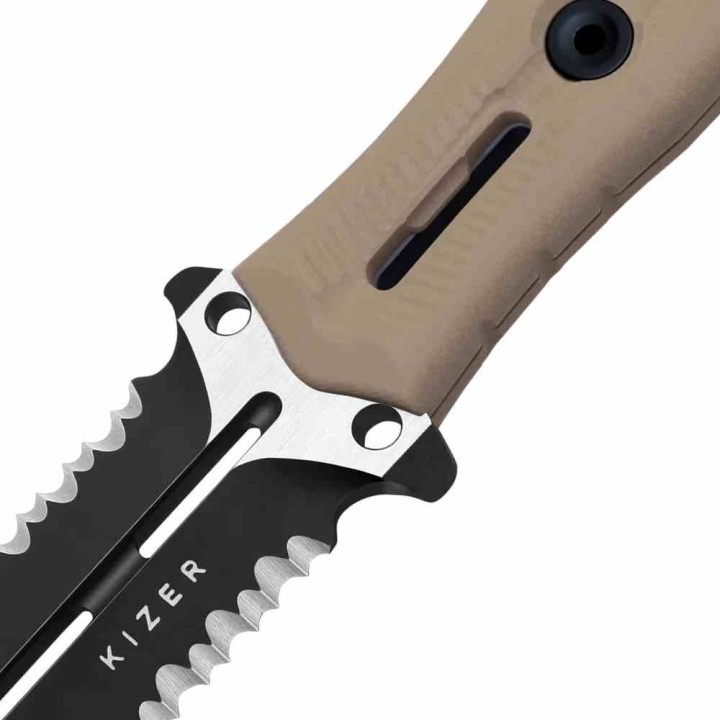 Couteau Kizer Norcross Spear Point Lame Acier Nitro-V Manche G10 Tan Etui Kydex KIZXFB01A3 Livraison Gratuite