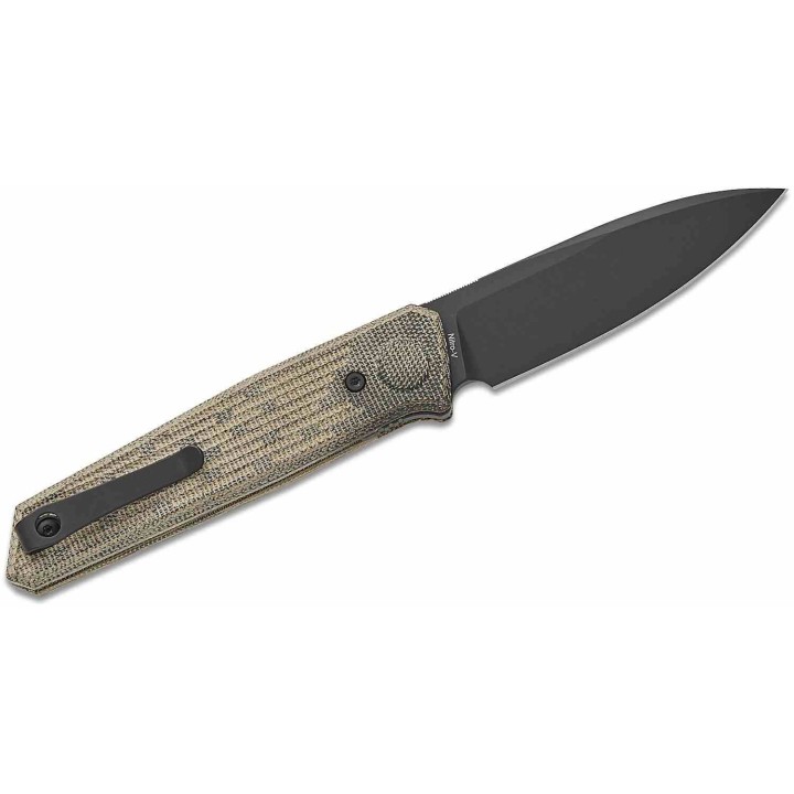 Couteau Reate Knives PL-6 Green/Black Lame Acier Nitro-V Blk Manche Micarta Pivot Lock Clip REA188 - Livraison Gratuite