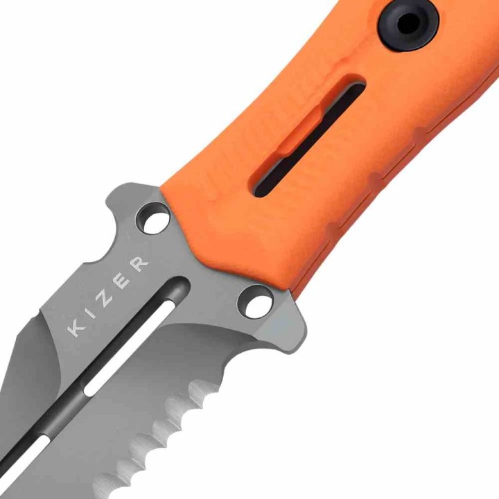 Couteau Kizer Norcross Spear Point Lame Acier Nitro-V Manche G10 Orange Etui Kydex KIZXFB01A5 - Livraison Gratuite