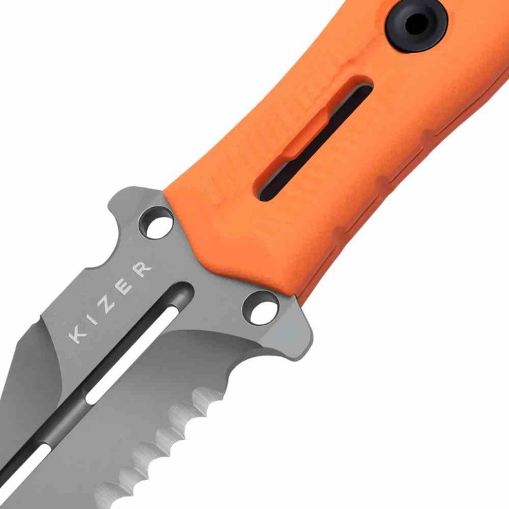 Couteau Kizer Norcross Spear Point Lame Acier Nitro-V Manche G10 Orange Etui Kydex KIZXFB01A6 - Livraison Gratuite