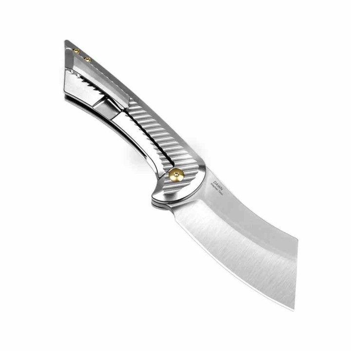 Couteau Pliant Kizer Dawn Silver Sheepsfoot Lame Acier CPM S35VN Manche Titane Frame Lock KI3673A2 - Livraison Gratuite