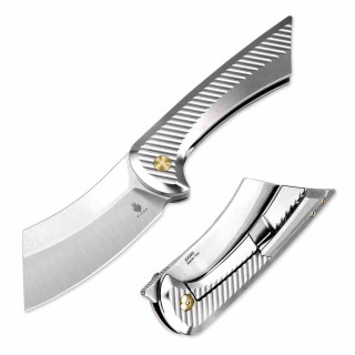 Couteau Pliant Kizer Dawn Silver Sheepsfoot Lame Acier CPM S35VN Manche Titane Frame Lock KI3673A2 - Livraison Gratuite