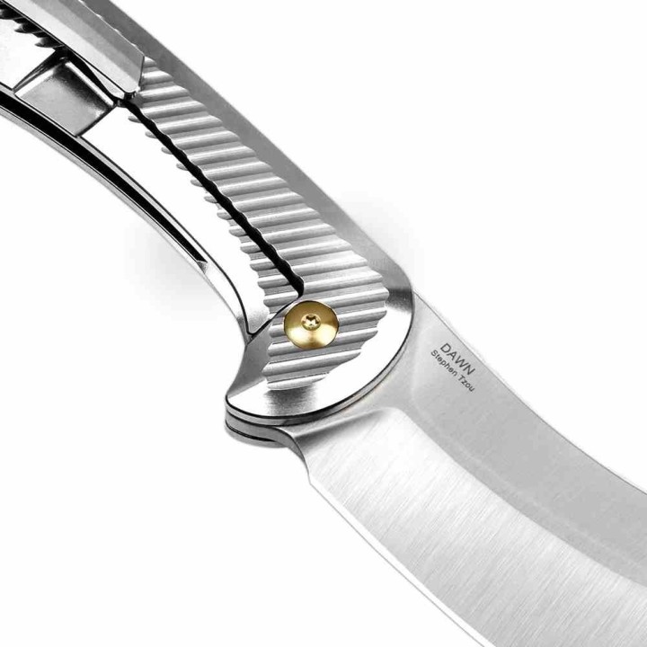 Couteau Pliant Kizer Dawn Silver Sheepsfoot Lame Acier CPM S35VN Manche Titane Frame Lock KI3673A2 - Livraison Gratuite