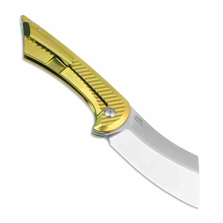 Couteau Kizer Dawn Gold Sheepsfoot Lame Acier CPM S35VN Manche Titane Frame Lock KI3673A1 - Livraison Gratuite
