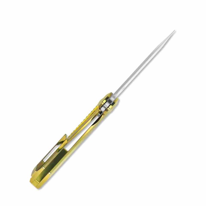 Couteau Kizer Dawn Gold Sheepsfoot Lame Acier CPM S35VN Manche Titane Frame Lock KI3673A1 - Livraison Gratuite