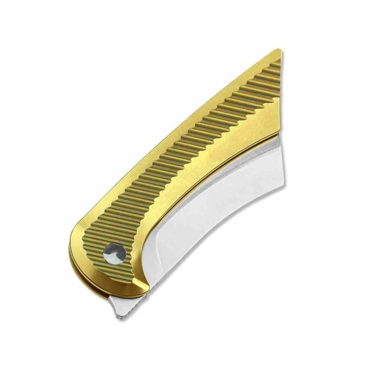 Couteau Kizer Dawn Gold Sheepsfoot Lame Acier CPM S35VN Manche Titane Frame Lock KI3673A1 - Livraison Gratuite
