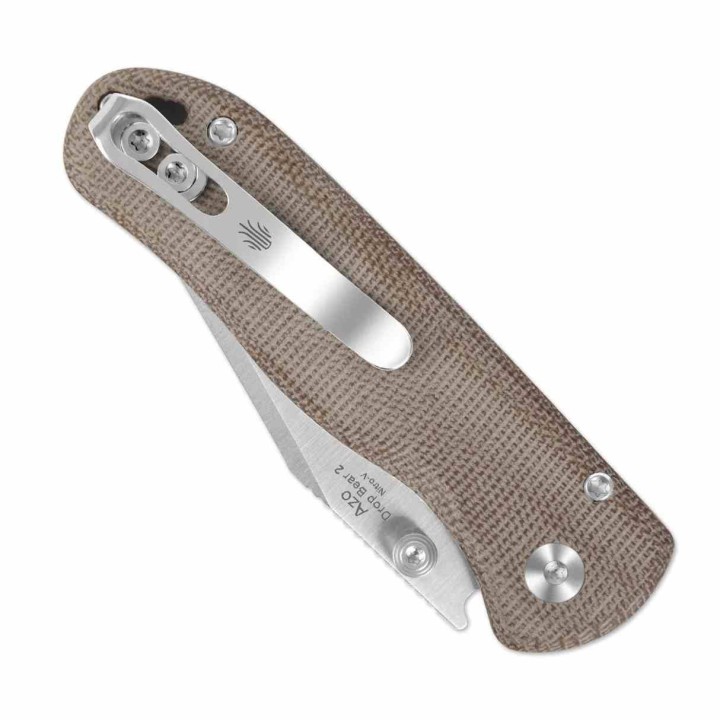 Couteau Pliant Kizer Drop Bear 2 Button Lock Clip Point Lame Acier Nitro-V Micarta Naturel KIV36192CC1 - Livraison Gratuite