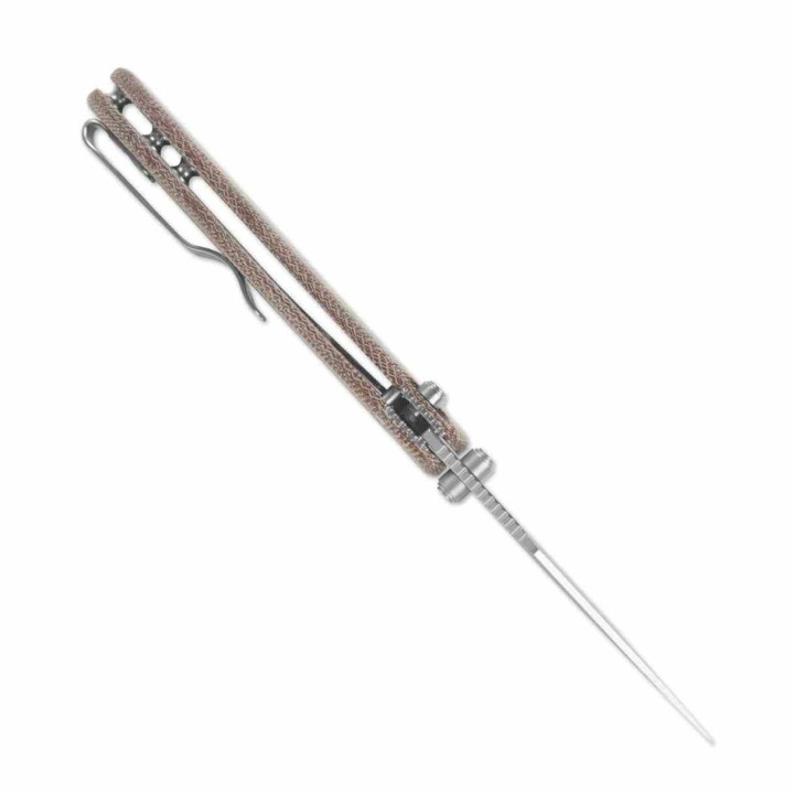 Couteau Pliant Kizer Drop Bear 2 Button Lock Clip Point Lame Acier Nitro-V Micarta Naturel KIV36192CC1 - Livraison Gratuite