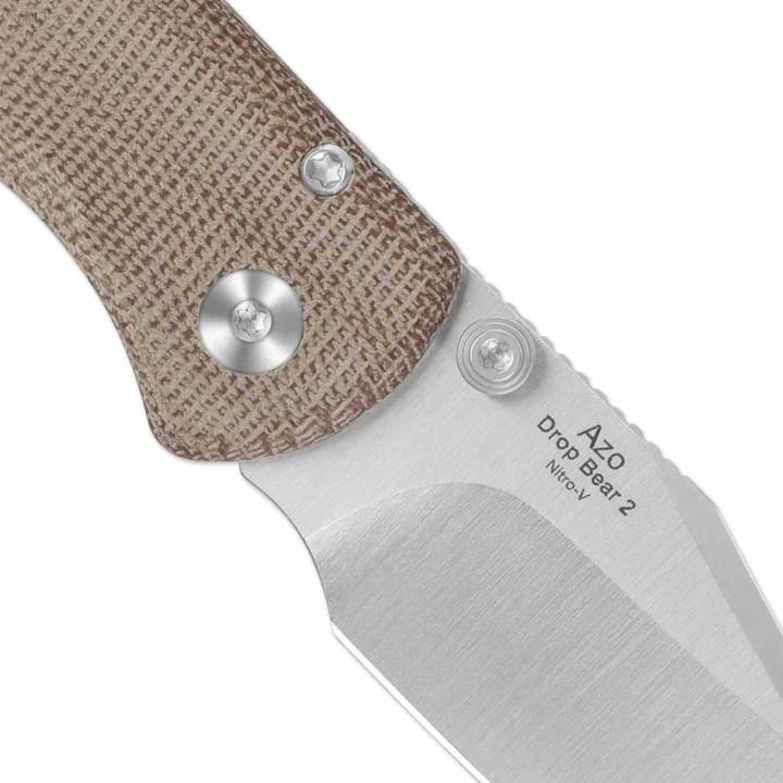 Couteau Pliant Kizer Drop Bear 2 Button Lock Clip Point Lame Acier Nitro-V Micarta Naturel KIV36192CC1 - Livraison Gratuite