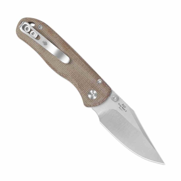 Couteau Pliant Kizer Drop Bear 2 Button Lock Clip Point Lame Acier Nitro-V Micarta Naturel KIV36192CC1 - Livraison Gratuite