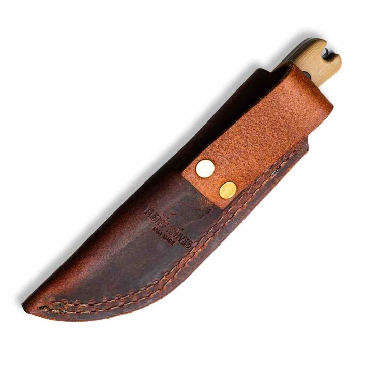 Couteau Reiff Knives F3 Drop Point Lame Acier CPM MagnaCut Manche G10 Tan Etui Cuir USA REKF3D11CTBL Livraison Gratuite