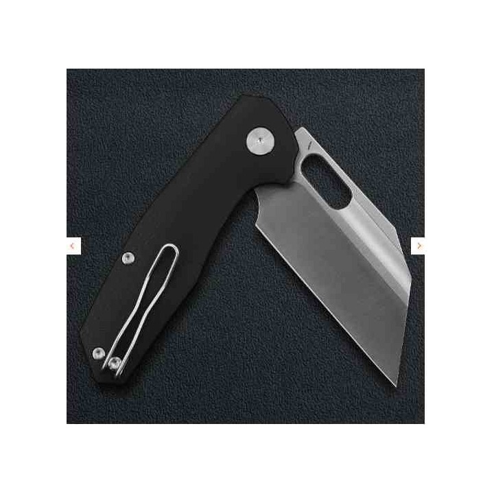 Couteau Ironfly YOLO Wharncliffe Lame Acier 14C28N Manche G10 Noir Button Lock KIVT IFVF02BK -  Livraison Gratuite