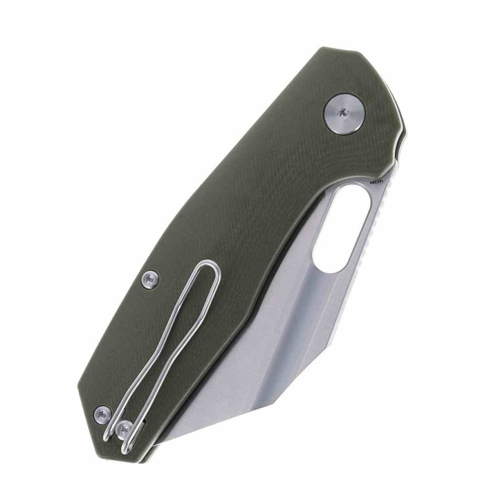 Couteau Ironfly YOLO Wharncliffe Lame Acier 14C28N Manche G10 Army Green Button Lock KIVT IFVF02GN -  Livraison Gratuite