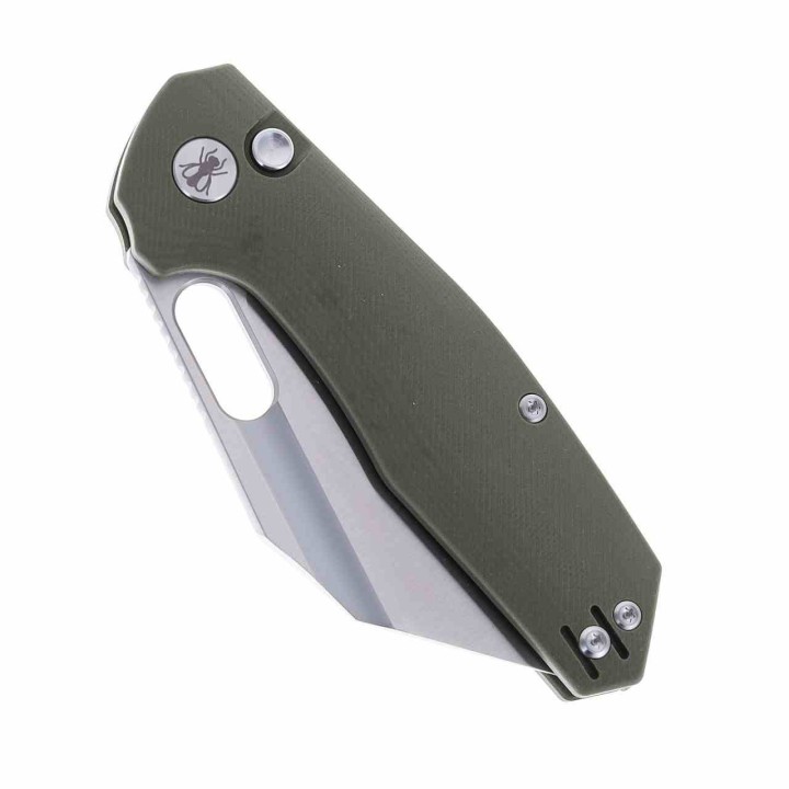 Couteau Ironfly YOLO Wharncliffe Lame Acier 14C28N Manche G10 Army Green Button Lock KIVT IFVF02GN -  Livraison Gratuite