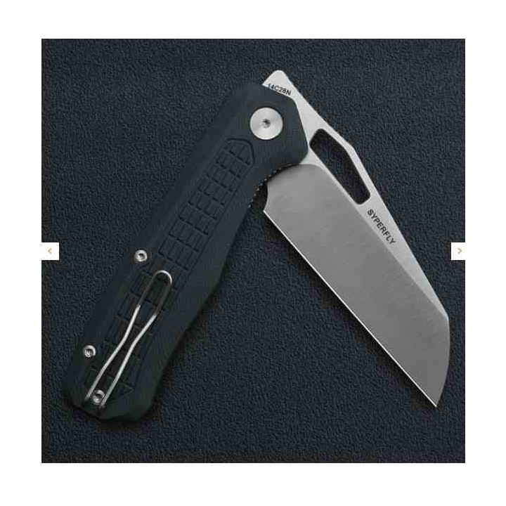 Couteau Ironfly SYPERFLY Black Lame Acier 14C28N Manche G10 KIVT Linerlock Clip IFVF03BK -  Livraison Gratuite