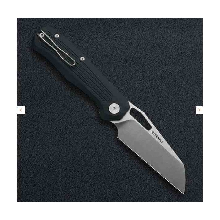 Couteau Ironfly SYPERFLY Black Lame Acier 14C28N Manche G10 KIVT Linerlock Clip IFVF03BK -  Livraison Gratuite