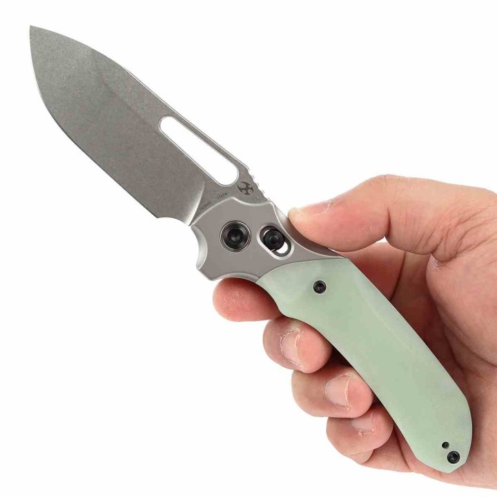 Couteau Kansept Quasar Jade Lame Acier 154CM Manche G10 Cross Bar Lock Clip KT1099V1 - Livraison Gratuite