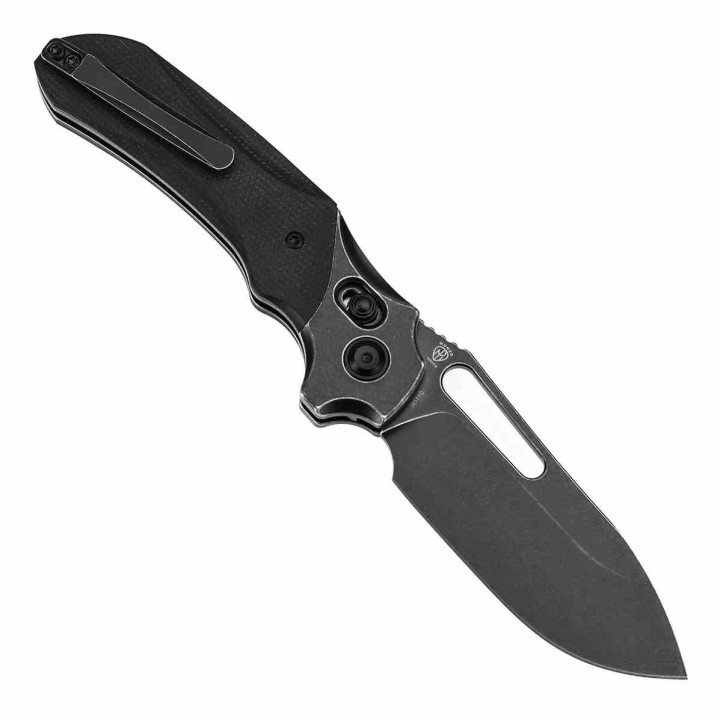 Couteau Kansept Quasar Black Lame Acier 154CM Manche Micarta Cross Bar Lock Clip KT1099V2 - Livraison Gratuite