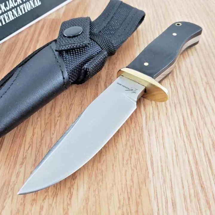 Couteau Blackjack International Small Hunter Lame Acier Inoxydable Manche Micarta Noir Etui Nylon BJ067 - Livraison Gratuite