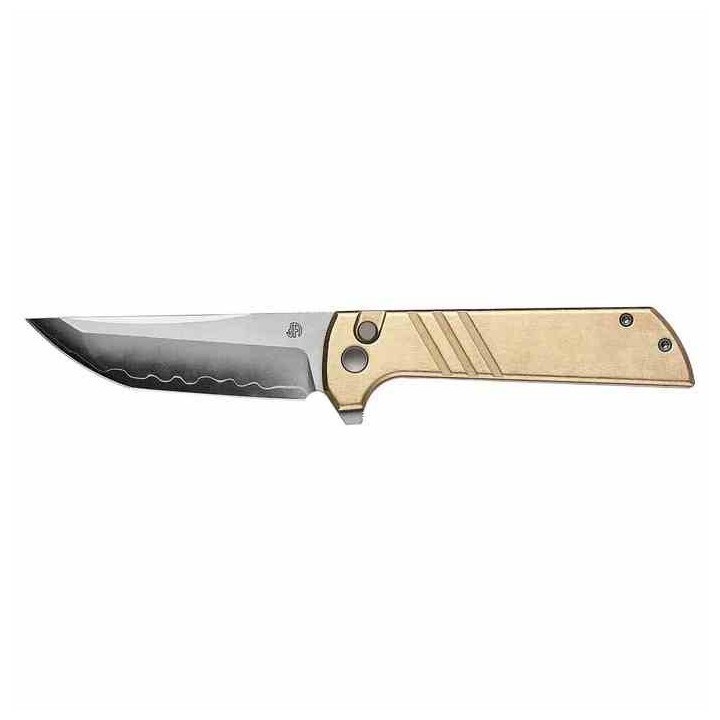 Couteau North Mountain Blade Tanto Lame Acier SLD-Magic SAN MAI Manche Alu Bronze Button Lock NMB2401E - Livraison Gratuite