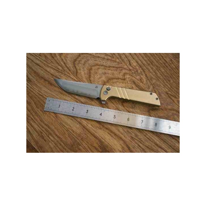 Couteau North Mountain Blade Tanto Lame Acier SLD-Magic SAN MAI Manche Alu Bronze Button Lock NMB2401E - Livraison Gratuite