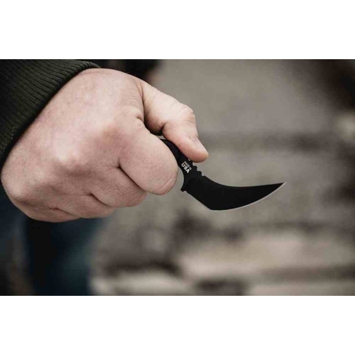 Couteau TOPS Ephyra Trailing Point Lame Acier 1095 Carbone Manche G-10 Noir Etui Kydex USA TPEPH01 - Livraison Gratuite